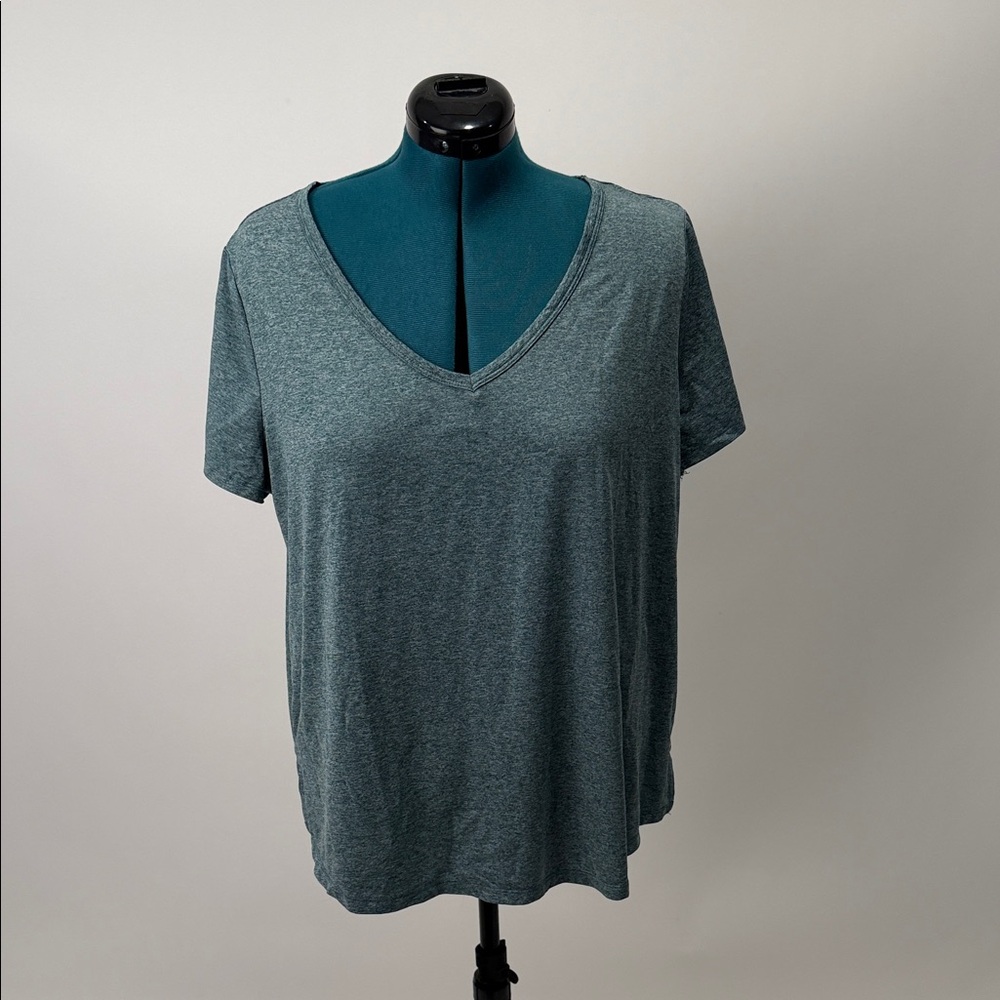 90 Degree By Reflex Teal V-Neck Tee